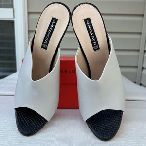 Claudia Ciuti black gray clear mule heels